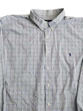 Polo Ralph Lauren Performance Windowpane Shirt Men's 4XLT Tall Blue Pony Plaid